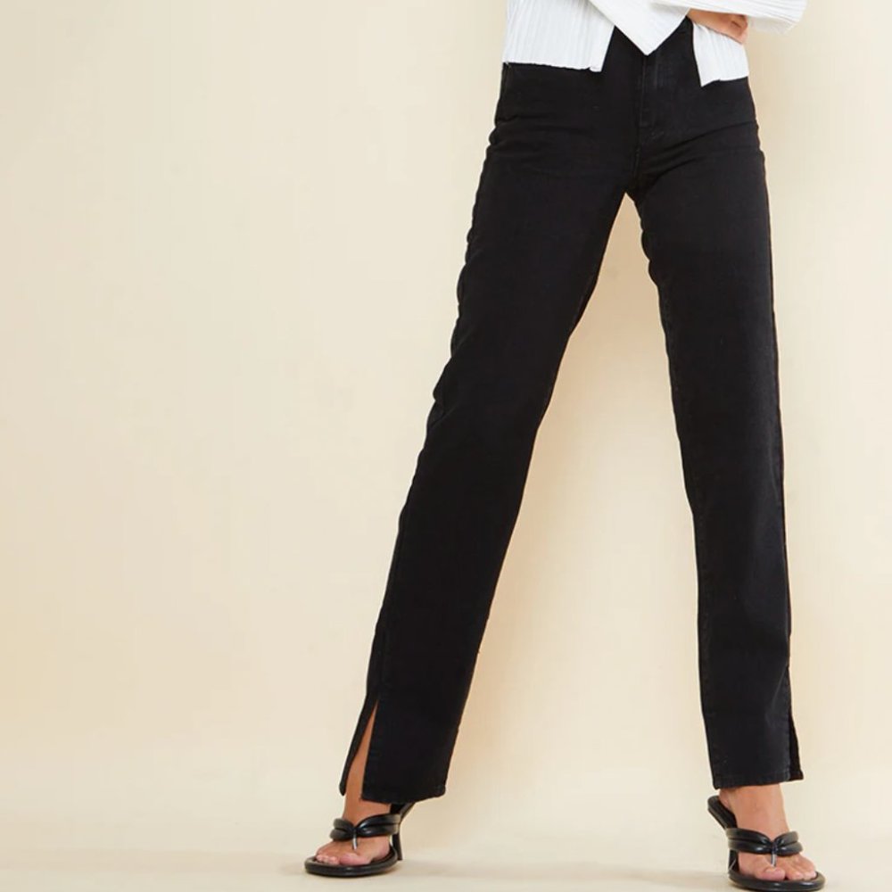 Tall Black Split Hem Jeans